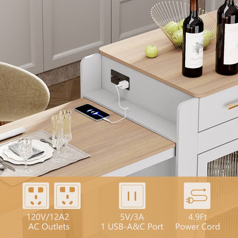 71'' Kitchen Island with Extendable Table