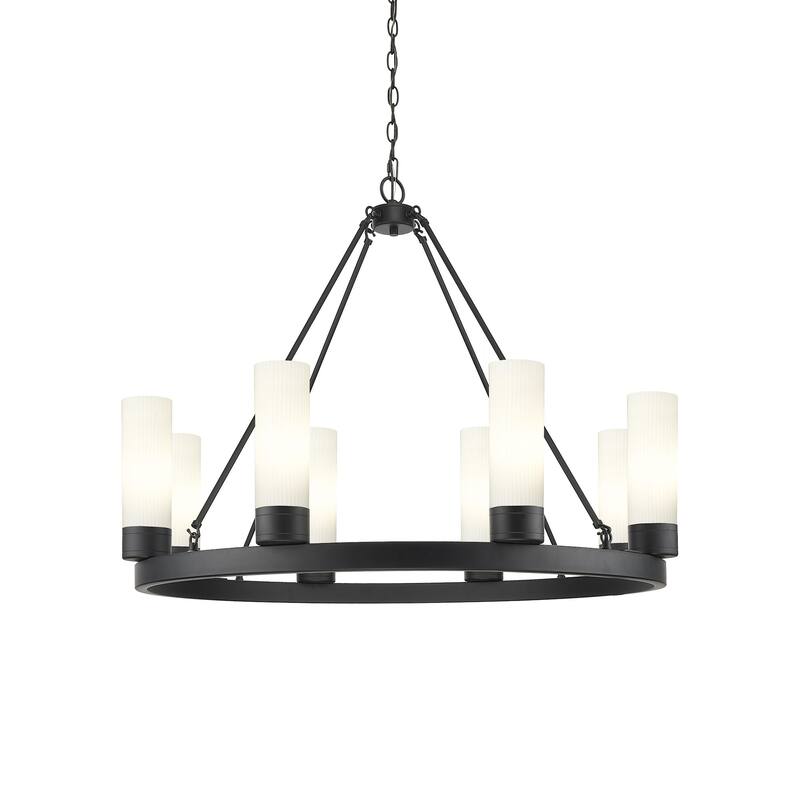 Innovations Lighting 617-8CR-28-36-8 Boreas Chandelier Boreas 8 Light - Matte Black / Striped White