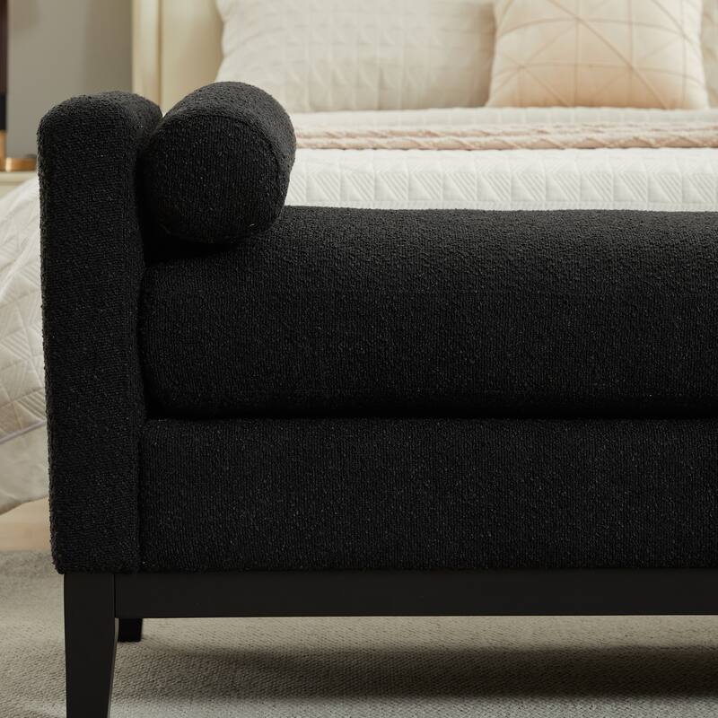 Bedroom Bench with Pillows and Solid Wood Legs for Living Rooms and Entryway