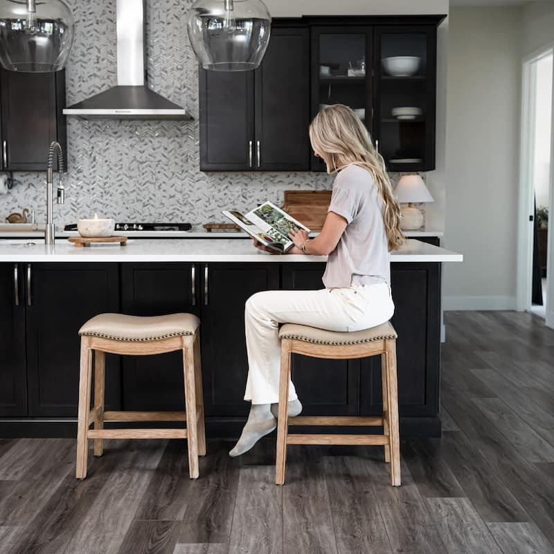 Maven Lane 26" Adrien Saddle Kitchen Counter Height Stool