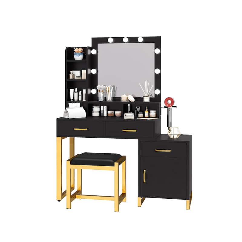 Vanity Desk Makeup Table Light Strip Mirror Dressing - 35.4"L x 15.7"W x 53.5"H