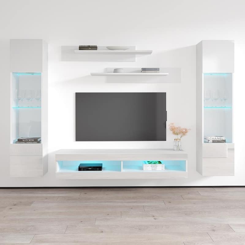 Fly AB3 34TV Wall Mounted Floating Modern Entertainment Center - White