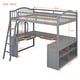 preview thumbnail 12 of 16, Versatile Full Size Wooden Loft Bed with U-Shaped Desk, Storage Compartments and Tri-Fold Mirror