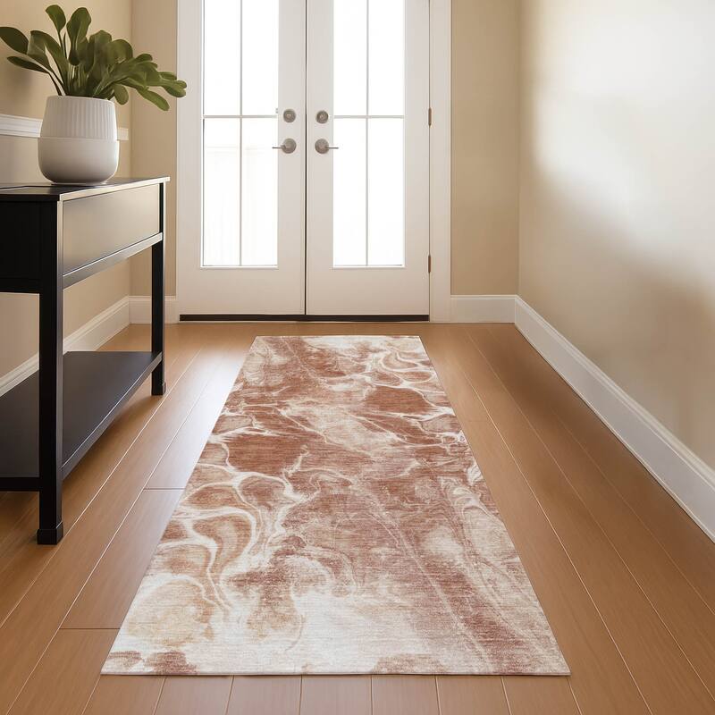 Premium Washable Super Soft Modern Abstract Mayfield Rug - Terracotta - 2'3" x 7'6"