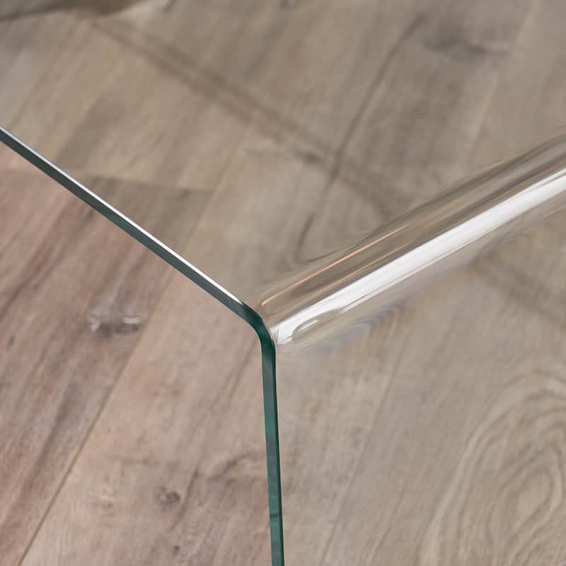 Ramona Solid Glass Rectangle Coffee Table by Christopher Knight Home - 39.37" D x 21.65" W x 14" H