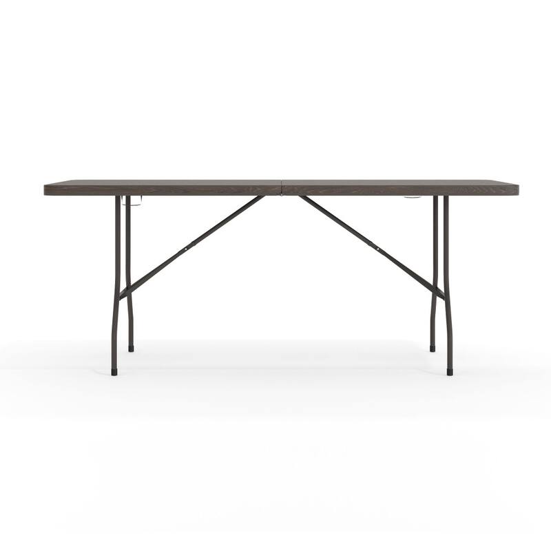 30"W x 72"L Bi-Fold Plastic Banquet and Event Folding Table with Carrying Handle - 72"D x 30"W x 29"H