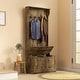 preview thumbnail 26 of 33, HOMCOM 28" 3-In-1 Entryway Hall Tree with Storage Bench, Coat Rack with Four Hooks and Shoe Storage, Gray