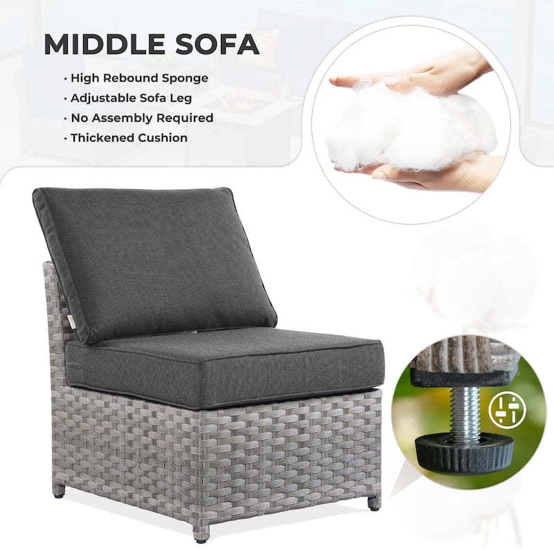 HOOOWOOO 9-piece Handwoven Wicker Patio Sectional Set with Swivel Rocking Chair