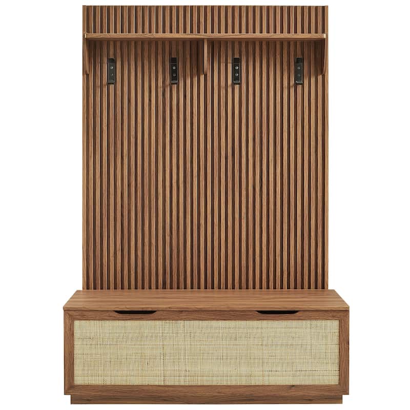 Soma Fluted 3-in-1 Hall Tree With Storage Bench and Coat Rack