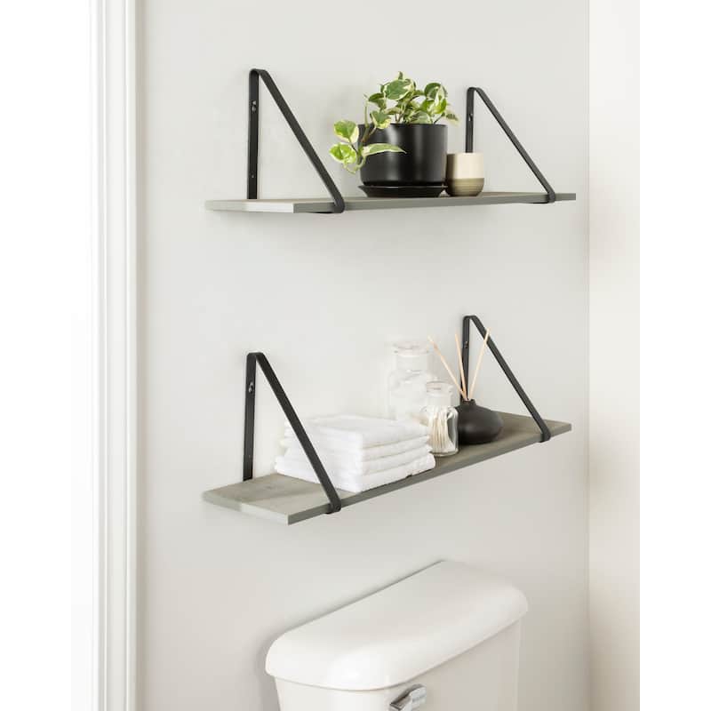 Kate and Laurel Soloman Wood 2 Piece Shelves with Metal Brackets