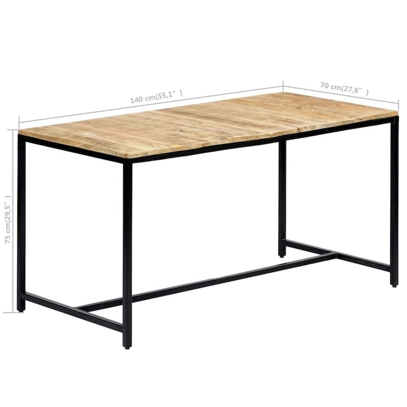 vidaXL Dining Table 55.1"x27.6"x29.5" Solid Rough Mango Wood