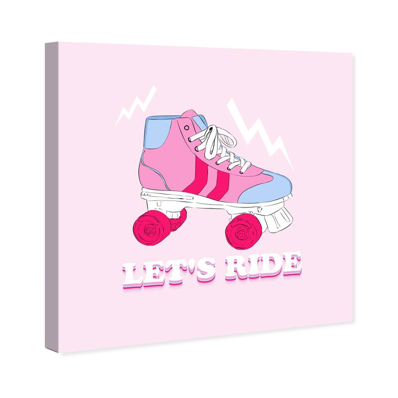 Wynwood Studio Prints Sports and Teams Let's Ride Rollerskate Pink and Pastel Pink Modern & Contemporary Wall Art Canvas Print