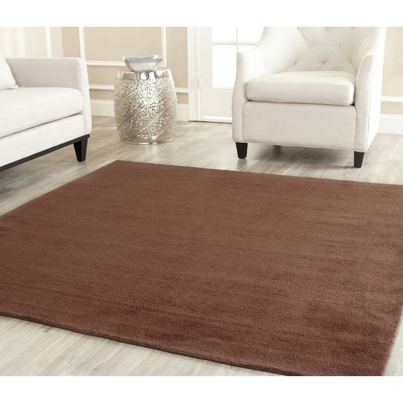 SAFAVIEH Handmade Himalaya Colorweave Plaid Modern Wool Rug - 6' Square - Brown