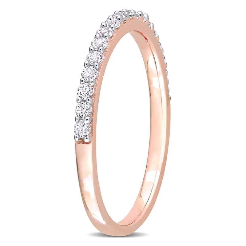 Miadora Created White Sapphire Stackable Anniversary Wedding Band in 10k Rose Gold