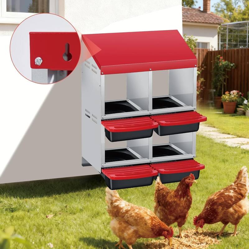2 Tier 4 Holes Egg-Laying Boxes Nesting Boxes for Chickens Coops