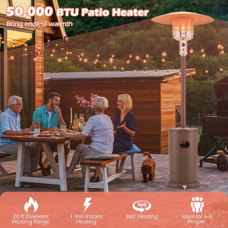 Costway 50,000 BTU Patio Heater with Wheels Round Table Design & - See Details