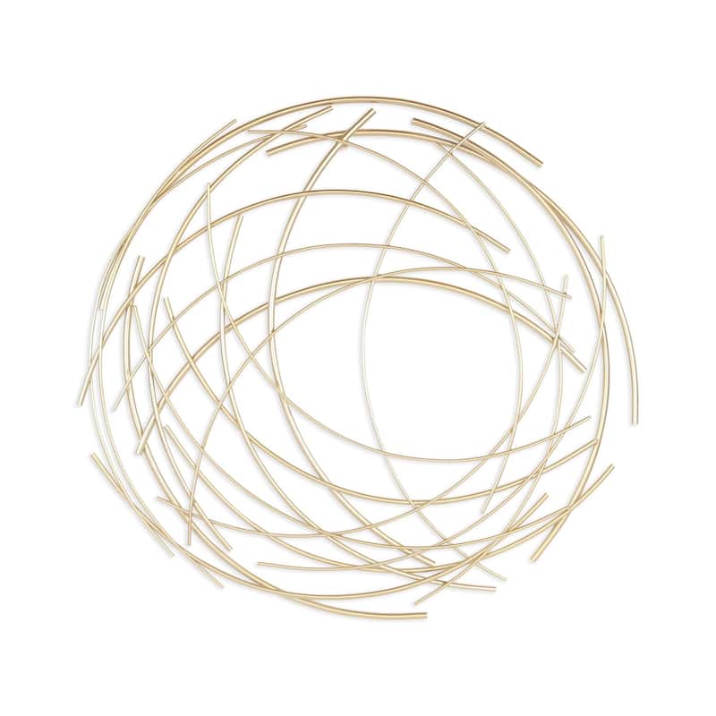 HomeRoots 26" X 26" Gold Abstract Metal Circle Hanging Dimensional Sculpture