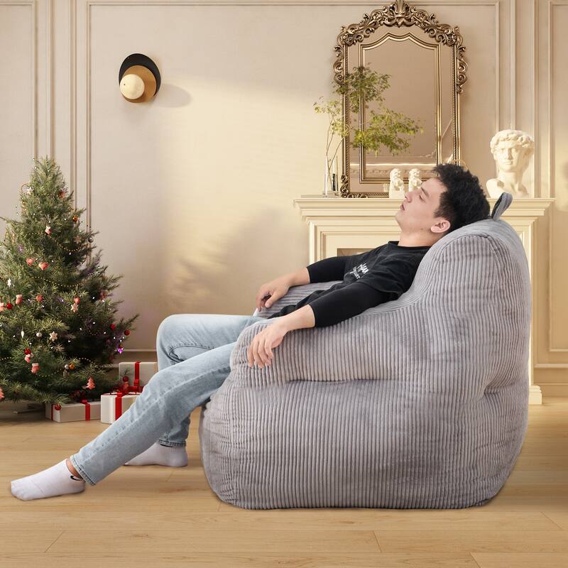 Oversized Bean Bag Chair w/Memory Foam & Armrests, Comfy for Bedroom, Living Room, or Office