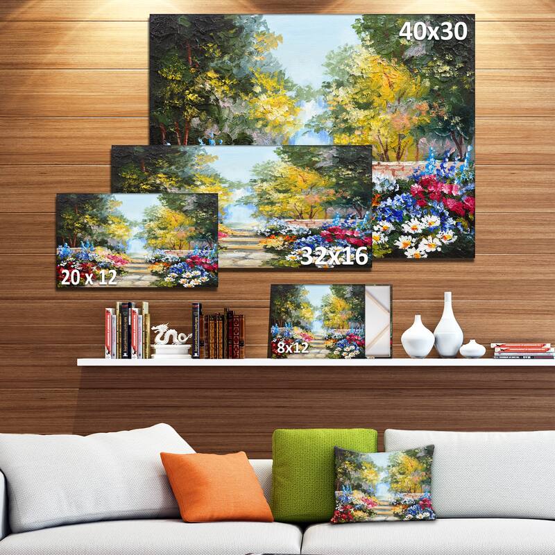 Designart "Summer Forest with Flowers" Landscape Art Print Canvas