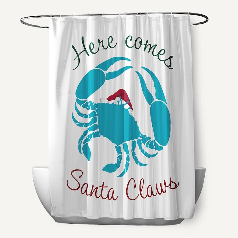 Santa Claws Crab Shower Curtain - Turquoise