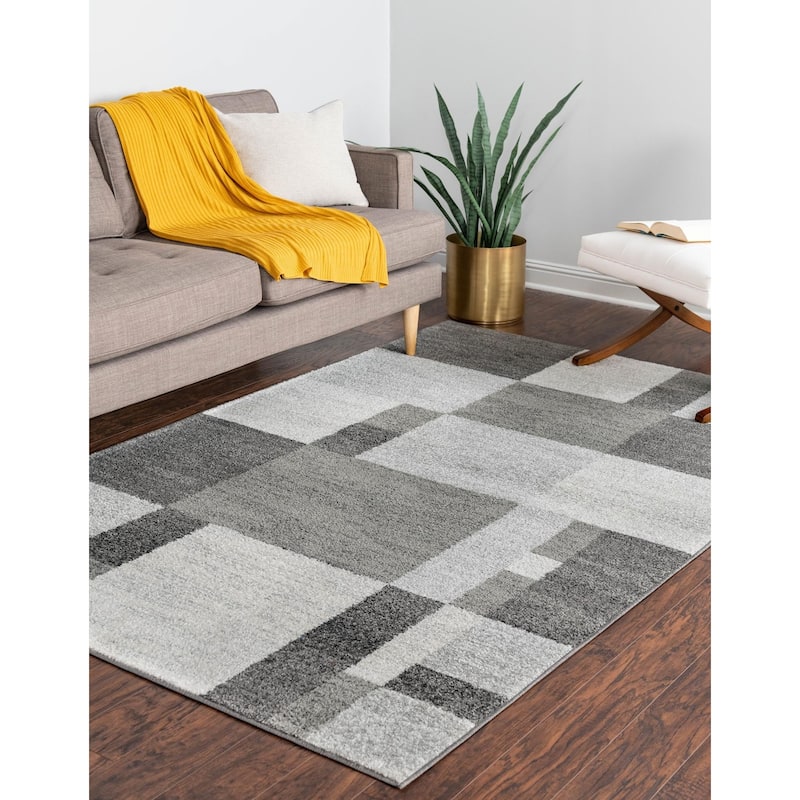 Contemporary Beallara Collection Area Rug - 7'x10' - Gray-Ivory