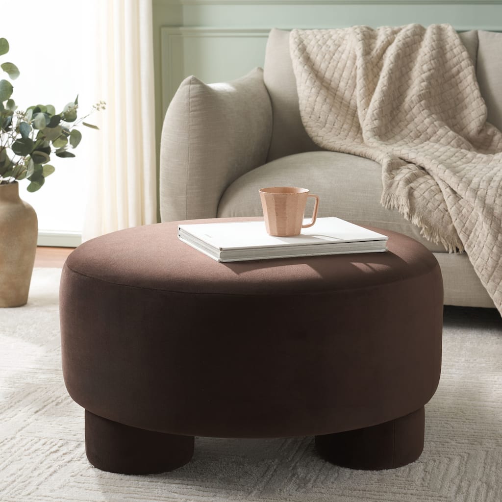 SAFAVIEH Naref Upholstered Round Cocktail Ottoman