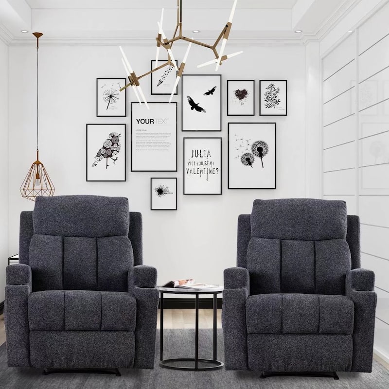 Massage Recliner and Manual Singles Sofa with Remote control