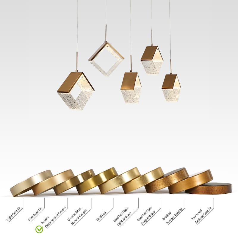 Modern 5-Light LED Gold Chandelier Linear Island Lights for Dining Room - W 40.1" * H 11.8" * D 7.7"