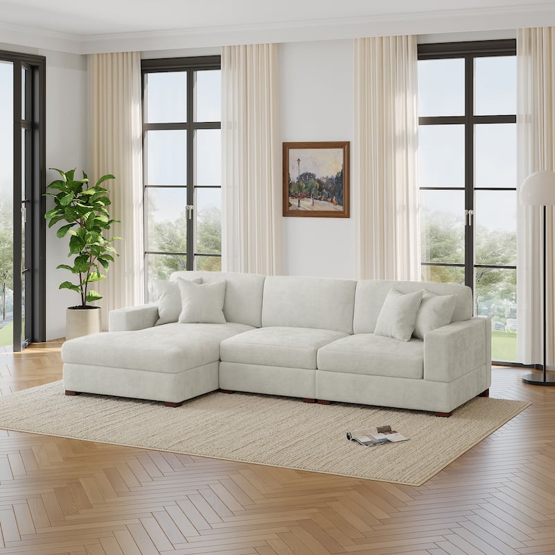 Oversized Modern Chenille Modular Sectional Sofa with Chaise