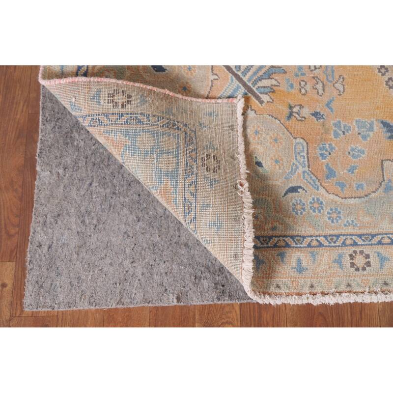 Hand Knotted Oriental 100% Wool Carpet Traditional Floral Oranges & Rust Mashad Area Rug - 8' 10'' X 5' 6''