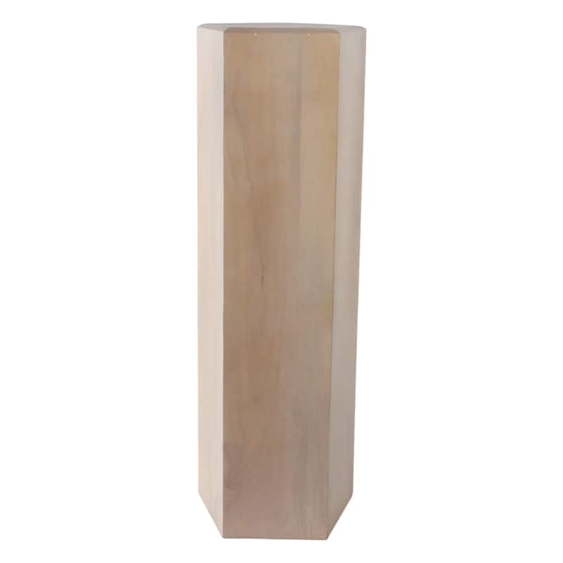 Natural Wood Side Table Elegant Geometric Design Narrow End Accent