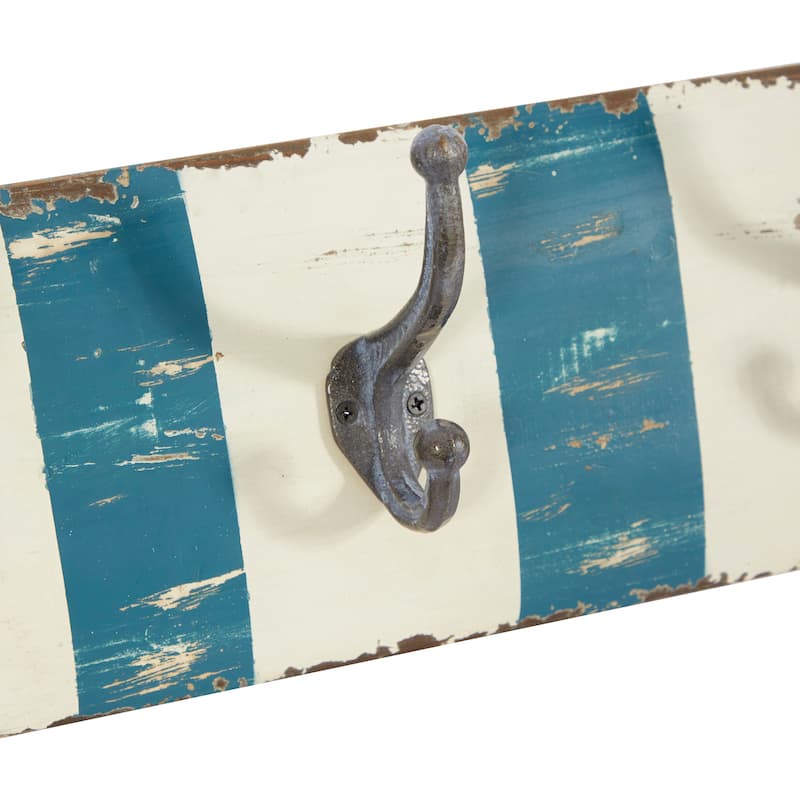 Brown Wood Handmade Live Edge Lake Sign 3 Hanger Wall Hook with Metal Accents - 48 x 4 x 6