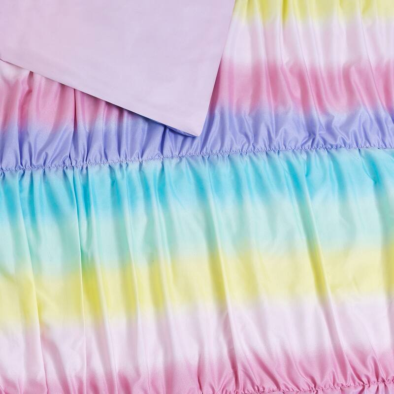 Rainbow Ruched Ultra Soft Microfiber Comforter Set with Rainbow Shaped Pillow & Ruffle Pillow