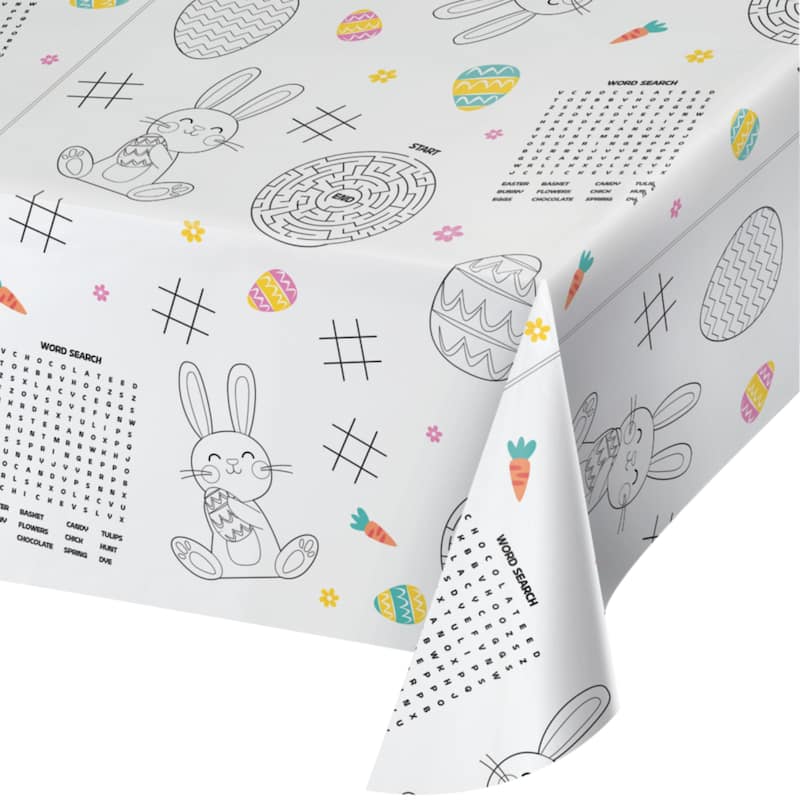 Kids Activity Easter Disposable Paper Tablecloths - 96" x 54" - Club Pack of 12