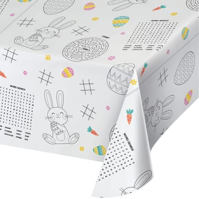 Kids Activity Easter Disposable Paper Tablecloths - 96" x 54" - Club Pack of 12