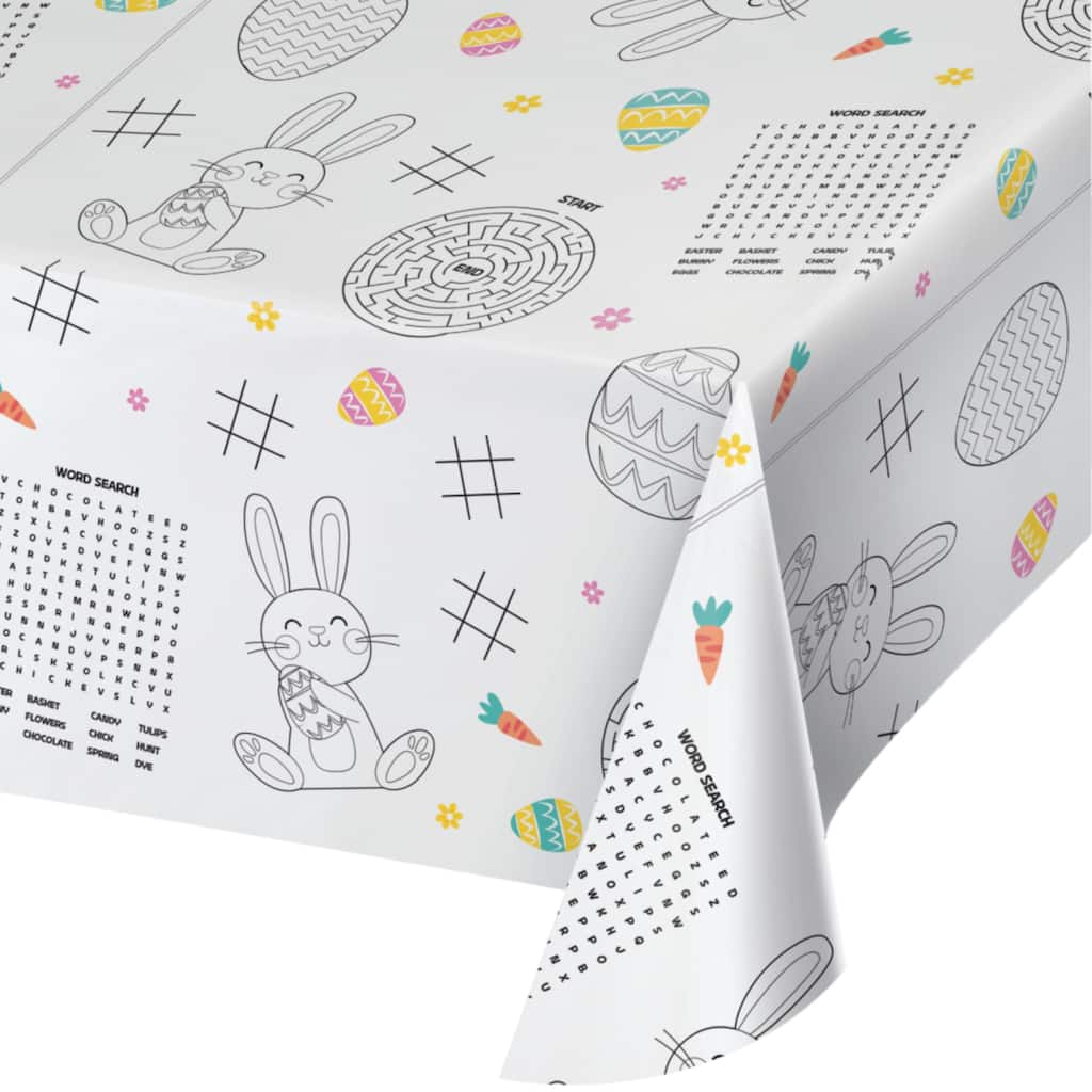 Kids Activity Easter Disposable Paper Tablecloths - 96" x 54" - Club Pack of 12