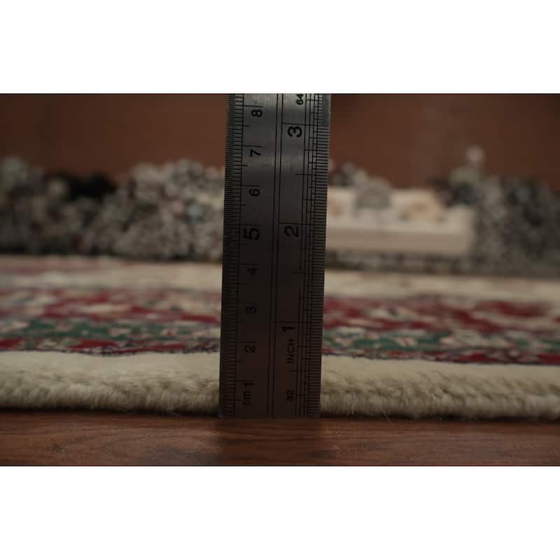 Hand Knotted Oriental 100% Wool Carpet Traditional All-Over Beige & Ivories Kashan Area Rug - 9' 10'' X 7' 11''