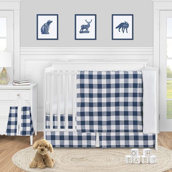 https://ak1.ostkcdn.com/images/products/is/images/direct/d6dc4fd4f09f300b145b8d458be08f4b252faddf/Navy-Buffalo-Plaid-Check-Boy-4-piece-Nursery-Crib-Bedding-Set---Blue-and-White-Woodland-Rustic-Country-Farmhouse-Lumberjack.jpg?impolicy=medium