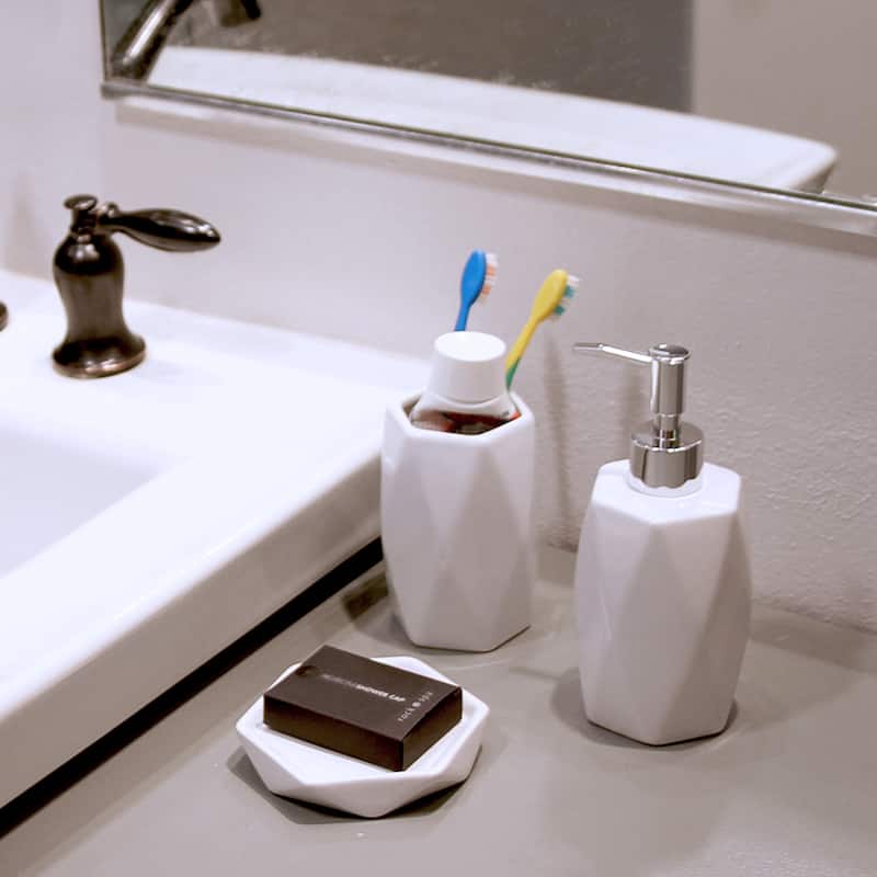 Diamond Bath Set Accessories White or Black