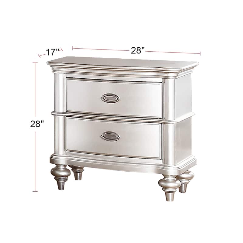 Wood Nightstand with 2 Drawer