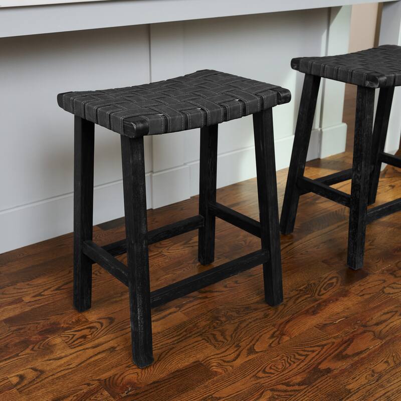 Maven Lane Noah Backless Kitchen Dining Stool with Vegan Leather