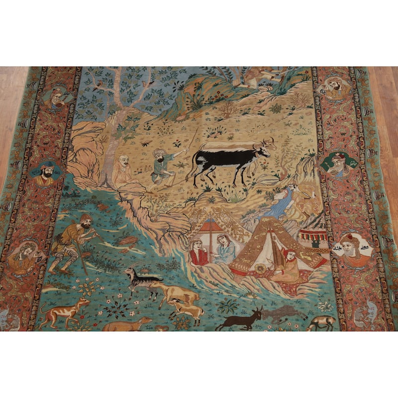 Vegetable Dye Tabriz Persian Vintage Rug Hand-Knotted Wool Carpet - 5'9" x 9'2"