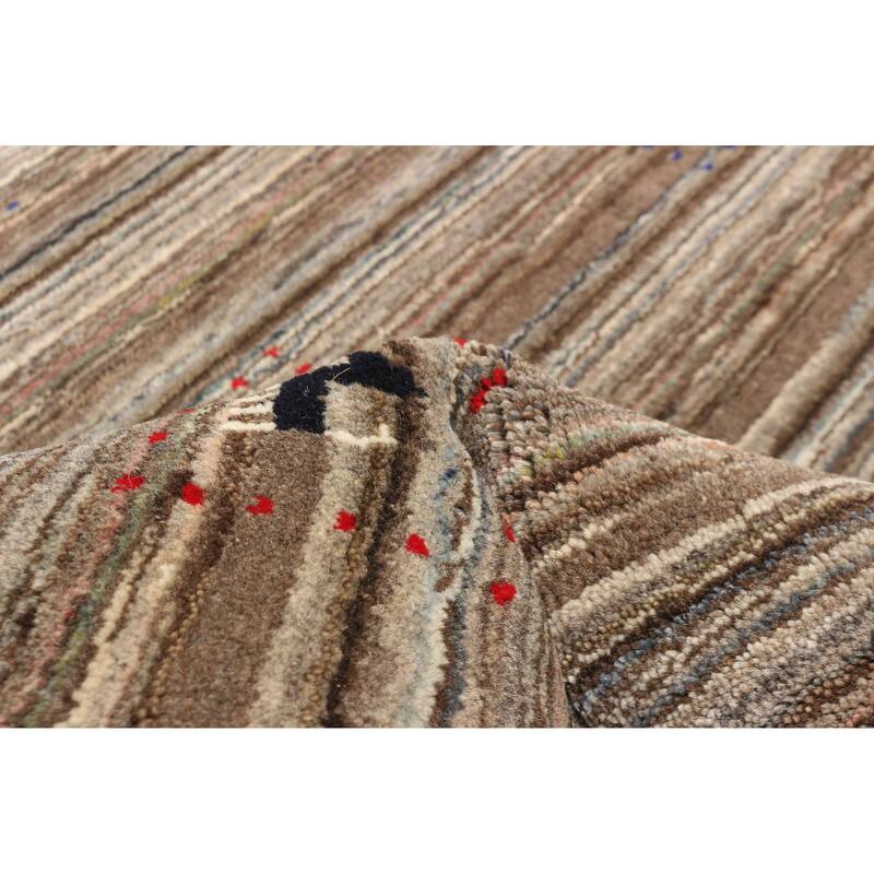 ECARPETGALLERY Hand Loomed Kashkuli Gabbeh Brown Wool Rug - 3'2 x 4'7