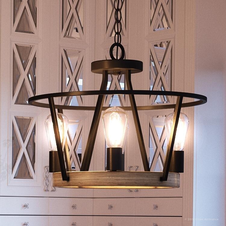 Luxury Industrial Chandelier, 12.25"H x 17.5"W, with Vintage Style, Ash Black Finish by Urban Ambiance (60 to 100 Watts - Steel - N/A - 4 to 6 - - Chandeliers For Bedrooms by Overstock.com
