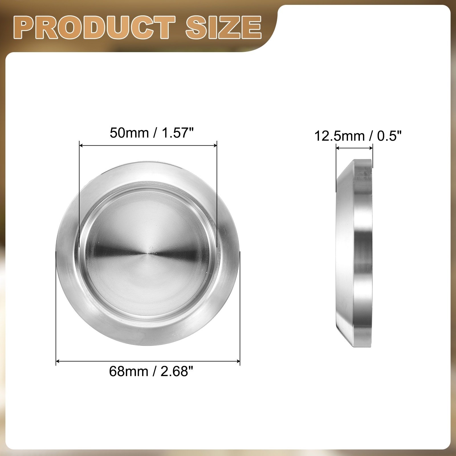 Round Glass Sliding Door Handles, Stainless Steel Back-to-Back Bathroom Handle with Adhesive Stickers for Shower - Medium