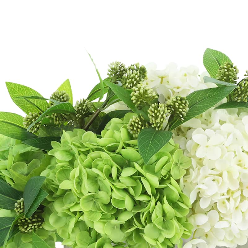 Hydrangea Arrangement in Fluted Ceramic Vase