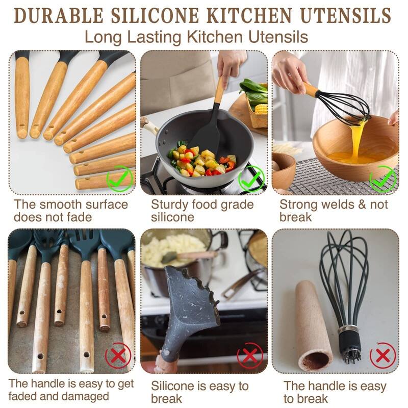 Kitchen Cooking Utensils Set, 33 pcs Non-Stick Utensils Spatula Set with Holder