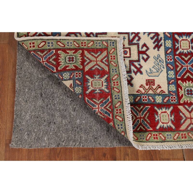 Ivory Kazak Oriental Runner Rug Hand-Knotted Wool Carpet - 2'8" x 11'4"