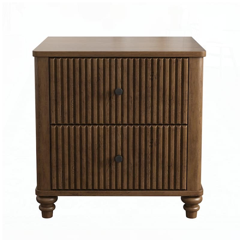 Wood NightStand with Metal Handle