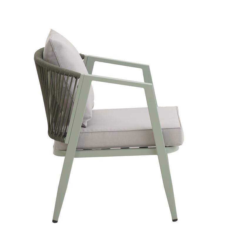 4-Piece Outdoor Patio Seating Set with Iron Frame, Cushioned Double and Single Chairs, and Matching Table